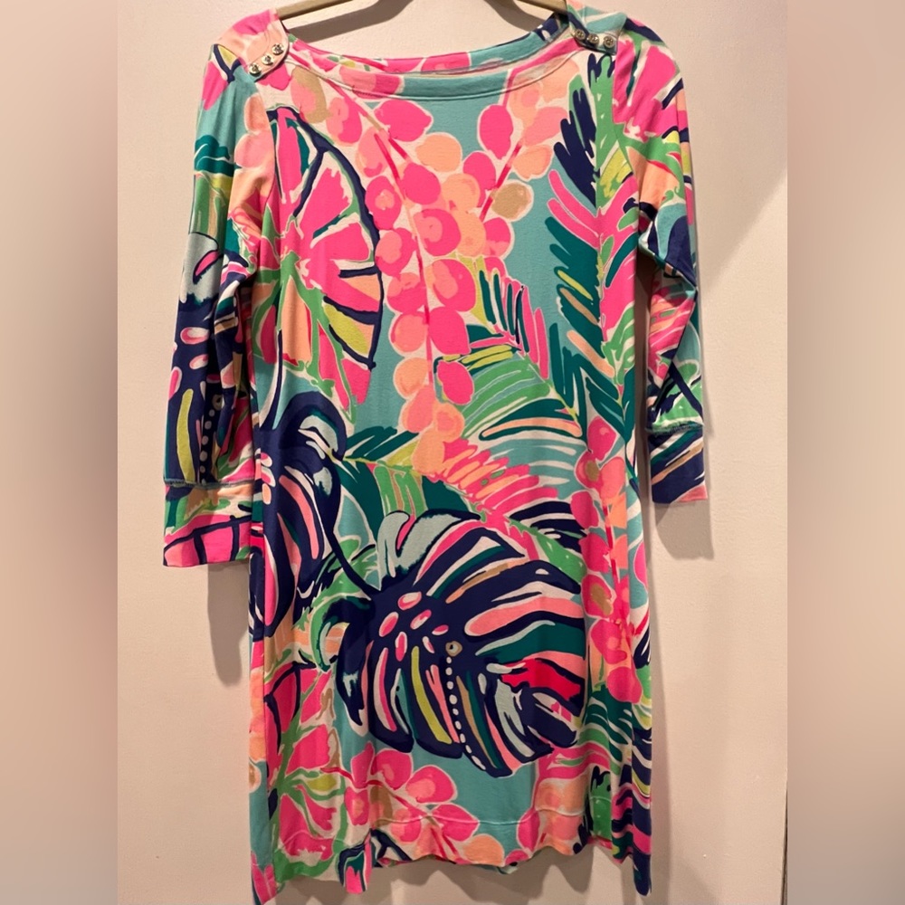 Lilly Pulitzer Sophie Dress UPF 50+ in Exotic Garden 3/4 Sleeve Size Small